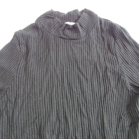 LNA Black Ribbed Mock Neck Long Sleeve Top With Cutout Back Women Size S - Picture 2 of 11